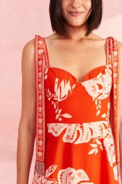 Farm Rio Red Lace Monsteras Midi Dress -Farm Rio Fashion Store 309287 03