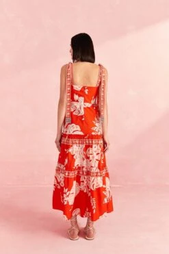 Farm Rio Red Lace Monsteras Midi Dress -Farm Rio Fashion Store 309287 04
