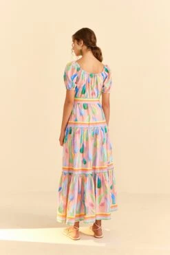 Farm Rio Pink Pastel Leaves Maxi Dress -Farm Rio Fashion Store 309308 04