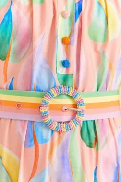 Farm Rio Pink Pastel Leaves Maxi Dress -Farm Rio Fashion Store 309308 05