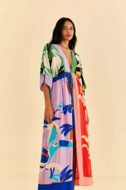 Farm Rio Brasil Bahia Scarves Midi Dress -Farm Rio Fashion Store 309309 03