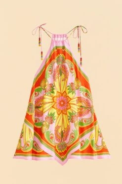 Farm Rio Beach Toucans Scarf Lenzing™ Ecovero™ Viscose Mini Dress -Farm Rio Fashion Store 309339 06