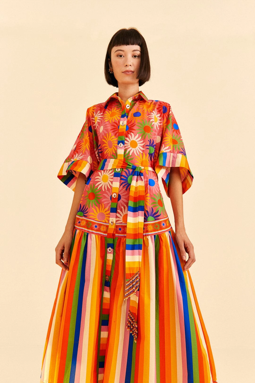 Farm Rio Coral Mixed Graphic Macaws Midi Dress 5 Farm Rio Coral Mixed Graphic Macaws Midi Dress - Image 3