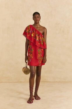 Farm Rio Red Tropical Romance Mini Dress -Farm Rio Fashion Store 309368 02