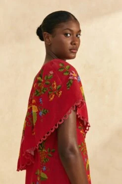 Farm Rio Red Tropical Romance Mini Dress -Farm Rio Fashion Store 309368 03