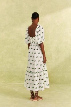 Farm Rio Cross Stitch Coconut Embroidered Midi Dress -Farm Rio Fashion Store 309371 04