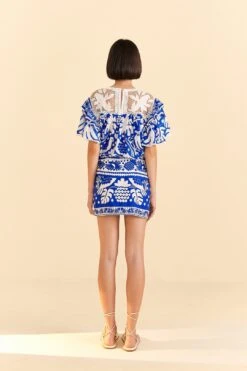 Farm Rio Navy Blue Jungle Scarf Mini Skirt -Farm Rio Fashion Store 309382 04