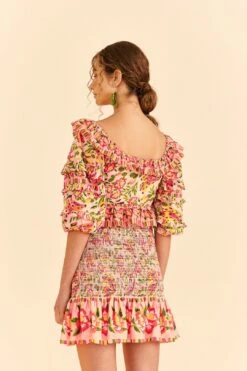 Farm Rio Pink Painted Bananas Smocked Mini Skirt -Farm Rio Fashion Store 309383 04