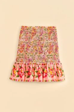 Farm Rio Pink Painted Bananas Smocked Mini Skirt -Farm Rio Fashion Store 309383 06