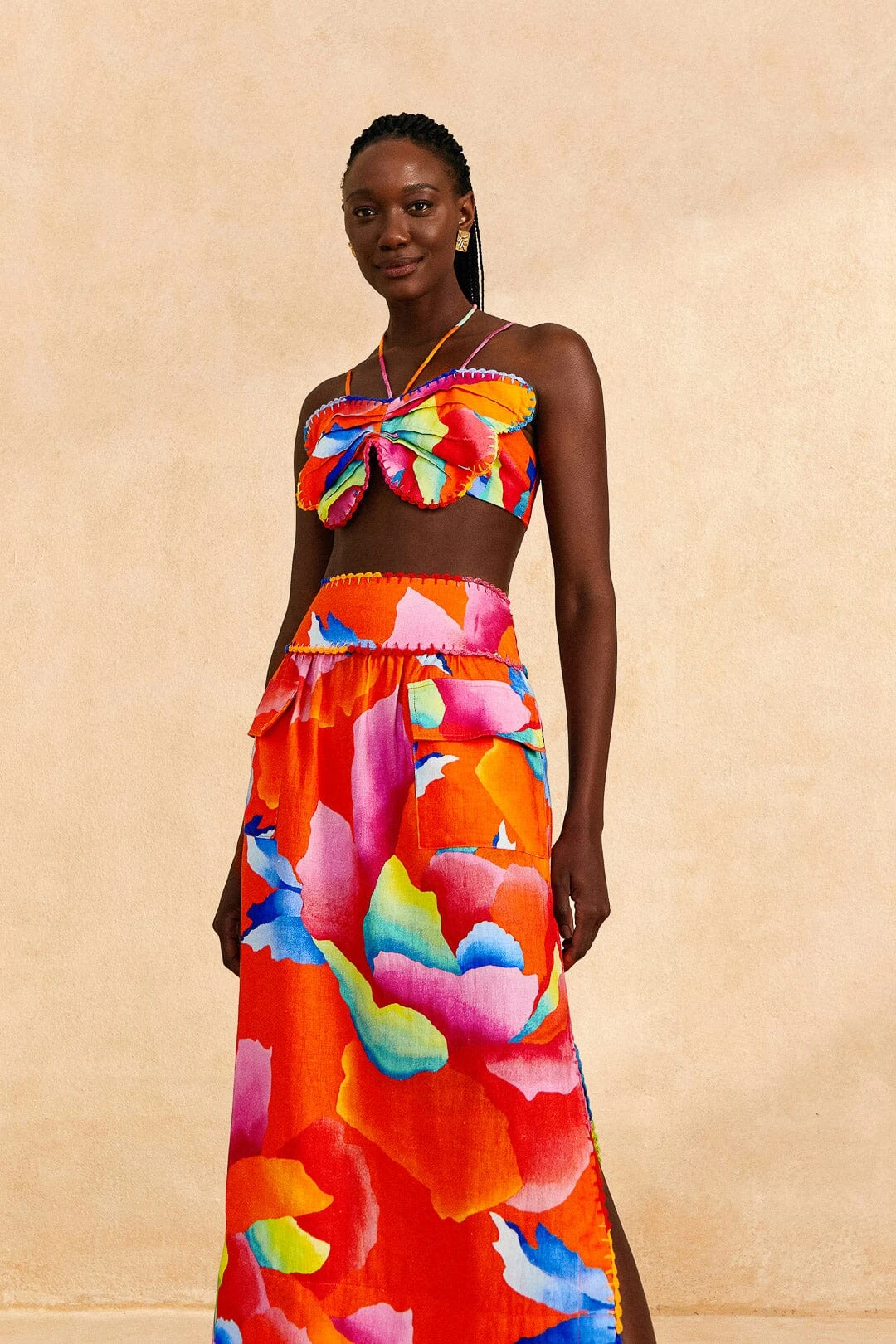 Farm Rio Red Ombre Chita Midi Skirt 4 Farm Rio Red Ombre Chita Midi Skirt - Image 2