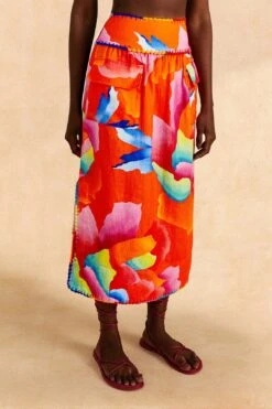 Farm Rio Red Ombre Chita Midi Skirt 10 Farm Rio Red Ombre Chita Midi Skirt -Farm Rio Fashion Store 309389 03