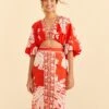 Farm Rio Red Lace Monsteras Midi Skirt -Farm Rio Fashion Store 309392 01