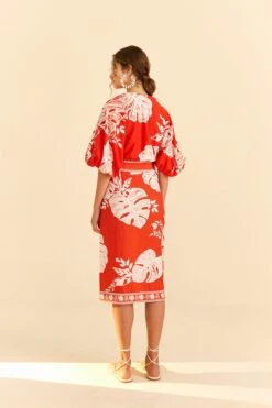 Farm Rio Red Lace Monsteras Midi Skirt -Farm Rio Fashion Store 309392 04
