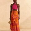 Farm Rio Orange Pineapple Love Organic Cotton Maxi Skirt -Farm Rio Fashion Store 309397 01
