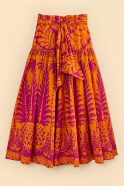 Farm Rio Orange Pineapple Love Organic Cotton Maxi Skirt -Farm Rio Fashion Store 309397 06