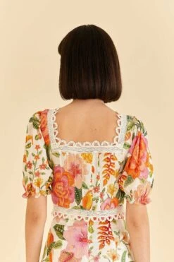 Farm Rio Off-White Macaw Bloom Blouse -Farm Rio Fashion Store 309414 04