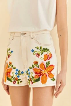 Farm Rio Embroidered Floral Twill Shorts 9 Farm Rio Embroidered Floral Twill Shorts -Farm Rio Fashion Store 309421 02