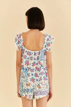 Farm Rio Off-White Romantic Bandanas Blouse -Farm Rio Fashion Store 309437 04