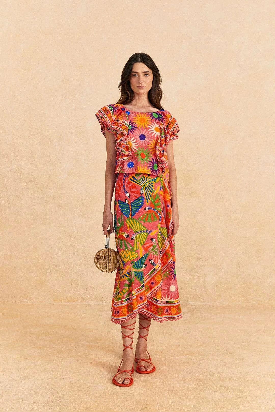 Farm Rio Coral Summer Sun Blouse 4 Farm Rio Coral Summer Sun Blouse - Image 2