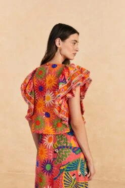 Farm Rio Coral Summer Sun Blouse 10 Farm Rio Coral Summer Sun Blouse -Farm Rio Fashion Store 309447 04