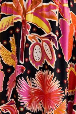 Farm Rio Black Enchanted Nature Lenzing™ Ecovero™ Viscose Midi Skirt -Farm Rio Fashion Store 309464 05