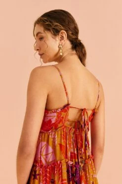 Farm Rio Beige Jungle Panther Lenzing™ Ecovero™ Viscose Maxi Dress -Farm Rio Fashion Store 309482 03