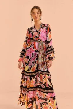 Farm Rio Black Enchanted Nature Midi Dress 10 Farm Rio Black Enchanted Nature Midi Dress -Farm Rio Fashion Store 309488 03
