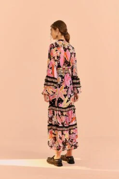 Farm Rio Black Enchanted Nature Midi Dress 11 Farm Rio Black Enchanted Nature Midi Dress -Farm Rio Fashion Store 309488 04