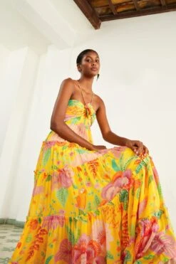 Farm Rio Yellow Macaw Bloom Maxi Dress 10 Farm Rio Yellow Macaw Bloom Maxi Dress -Farm Rio Fashion Store 309490 03