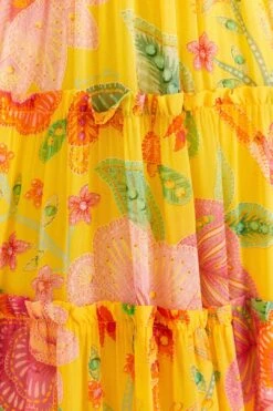 Farm Rio Yellow Macaw Bloom Maxi Dress 12 Farm Rio Yellow Macaw Bloom Maxi Dress -Farm Rio Fashion Store 309490 05