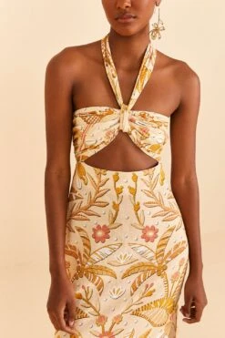 Farm Rio Sand Jungle Chic Midi Dress -Farm Rio Fashion Store 309501 02