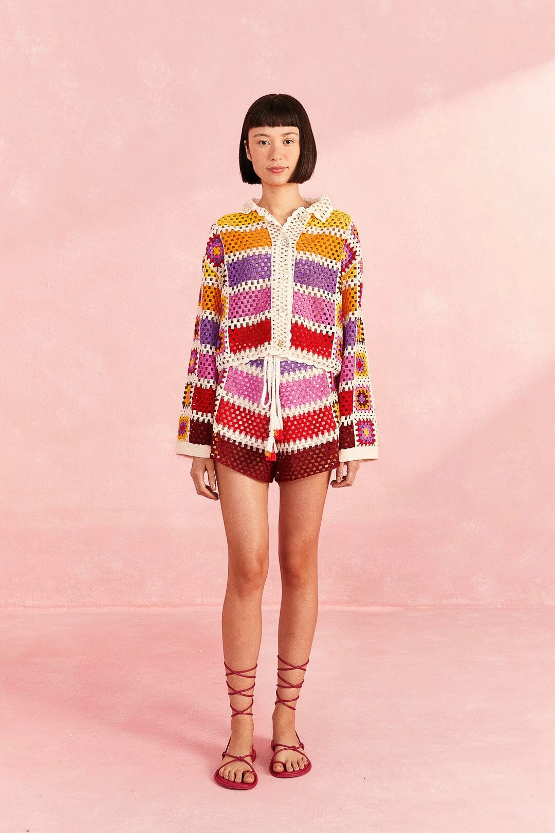 Farm Rio Mixed Crochet Stripes Shorts 3 Farm Rio Mixed Crochet Stripes Shorts