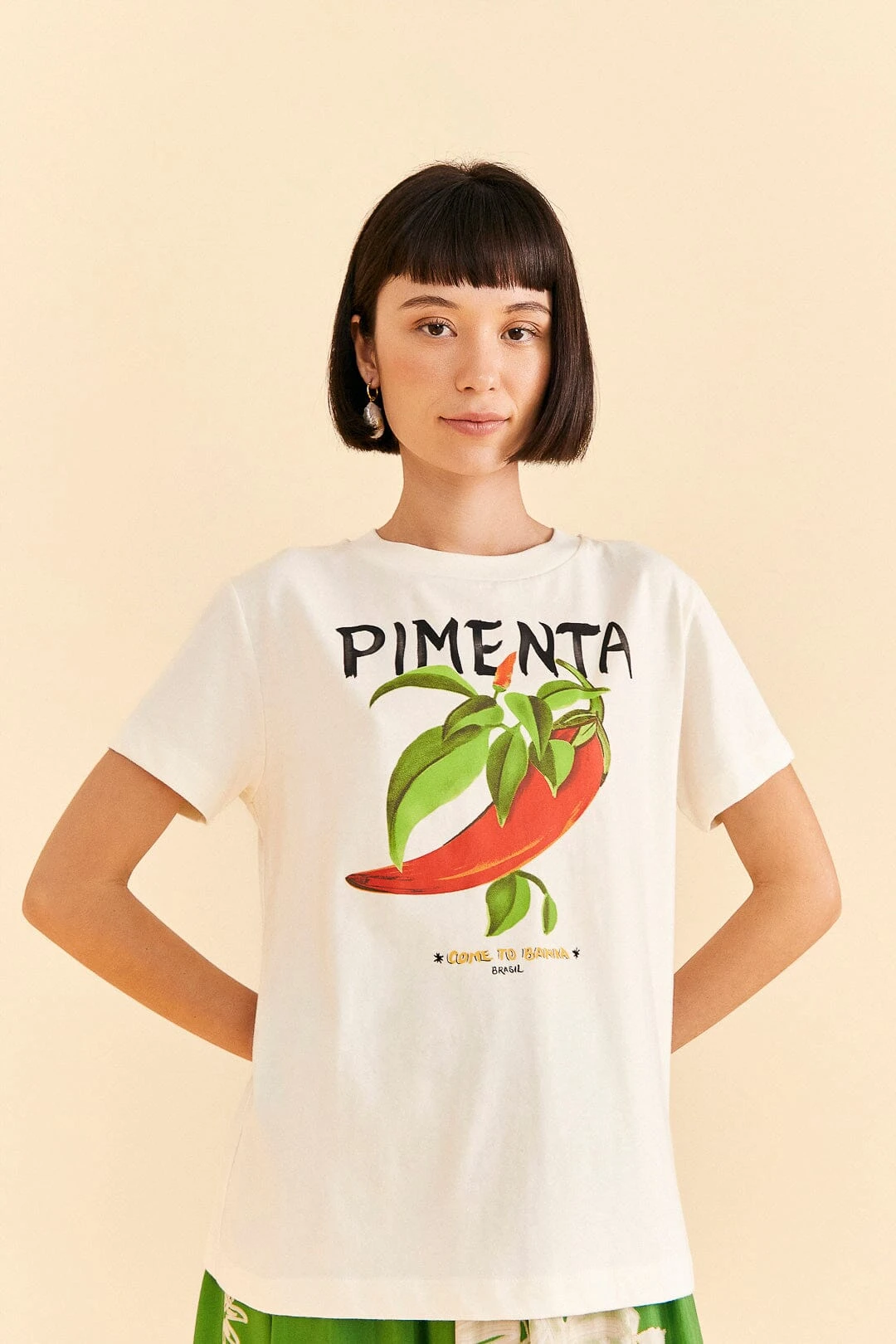 Farm Rio Off-White Peppers Organic Cotton T-shirt 3 Farm Rio Off-White Peppers Organic Cotton T-shirt