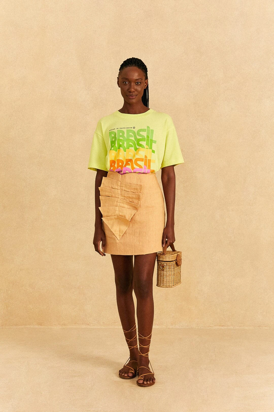 Farm Rio Beige Leaf Organic Cotton Mini Skirt 3 Farm Rio Beige Leaf Organic Cotton Mini Skirt