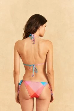 Farm Rio Blue Painted Birds Plaid Triangle Bikini Top -Farm Rio Fashion Store 310548 04