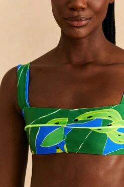 Farm Rio Blue Banana Leaves Bikini Top -Farm Rio Fashion Store 310562 02