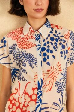 Farm Rio Off-White Mixed Lobster Shirt -Farm Rio Fashion Store 310586 03
