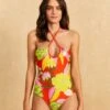 Farm Rio Red Neon Floral One-Piece Swimsuit -Farm Rio Fashion Store 310590 01