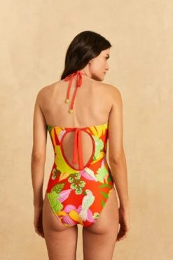 Farm Rio Red Neon Floral One-Piece Swimsuit -Farm Rio Fashion Store 310590 03