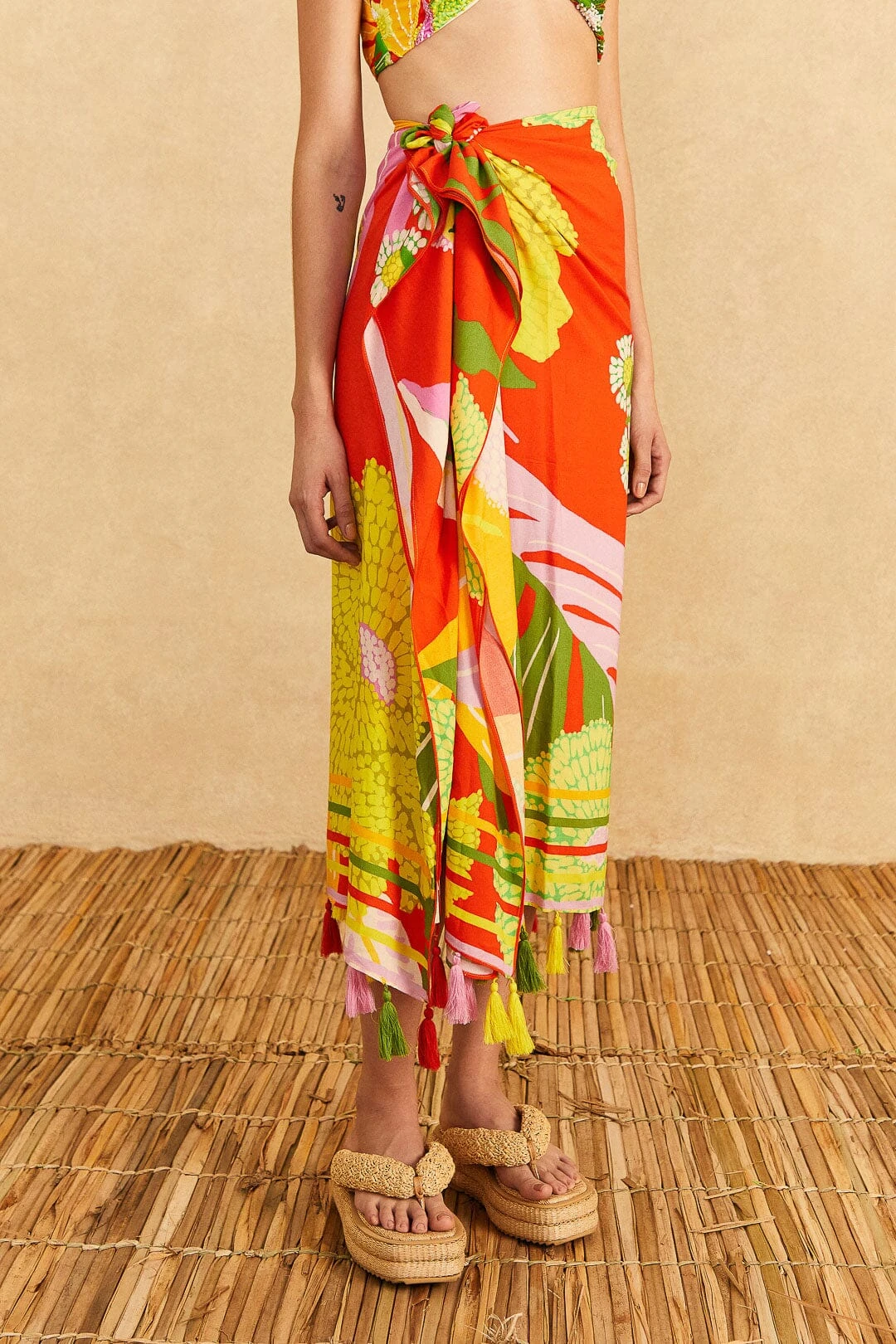 Farm Rio Red Neon Floral Sarong 4 Farm Rio Red Neon Floral Sarong - Image 2