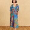 Farm Rio Blue Painted Birds Maxi Cover-Up -Farm Rio Fashion Store 310595 01
