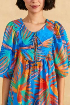 Farm Rio Blue Painted Birds Maxi Cover-Up -Farm Rio Fashion Store 310595 03