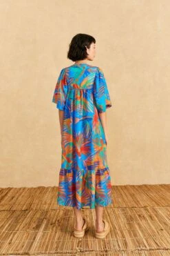Farm Rio Blue Painted Birds Maxi Cover-Up -Farm Rio Fashion Store 310595 04