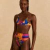 Farm Rio Blue Floral Tropical & Colorful Stripes Bikini Top -Farm Rio Fashion Store 310618 02