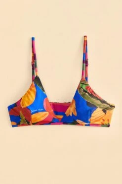 Farm Rio Blue Floral Tropical & Colorful Stripes Bikini Top -Farm Rio Fashion Store 310618 05