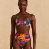 Farm Rio Blue Floral Tropical & Colorful Stripes High Waisted Bikini Bottom 1 Farm Rio Blue Floral Tropical & Colorful Stripes High Waisted Bikini Bottom -Farm Rio Fashion Store 310619 01