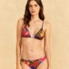 Farm Rio Blue Floral Tropical & Colorful Stripes Triangle Bikini Top -Farm Rio Fashion Store 310624 01