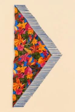 Farm Rio Blue Floral Tropical & Colorful Stripes Sarong -Farm Rio Fashion Store 310627 04