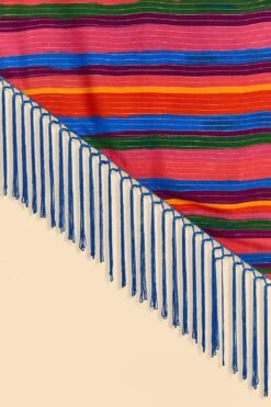 Farm Rio Blue Floral Tropical & Colorful Stripes Sarong -Farm Rio Fashion Store 310627 07