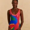 Farm Rio Colorful Leaves One-Piece Swimsuit -Farm Rio Fashion Store 310633 01